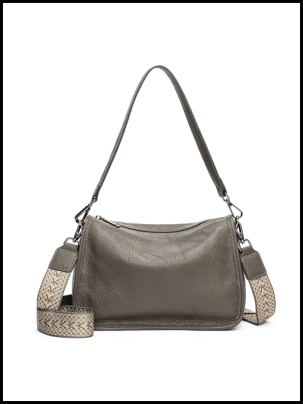 Full Grain Leather Crossbody Bag Adjustable Strap Hobo Purse